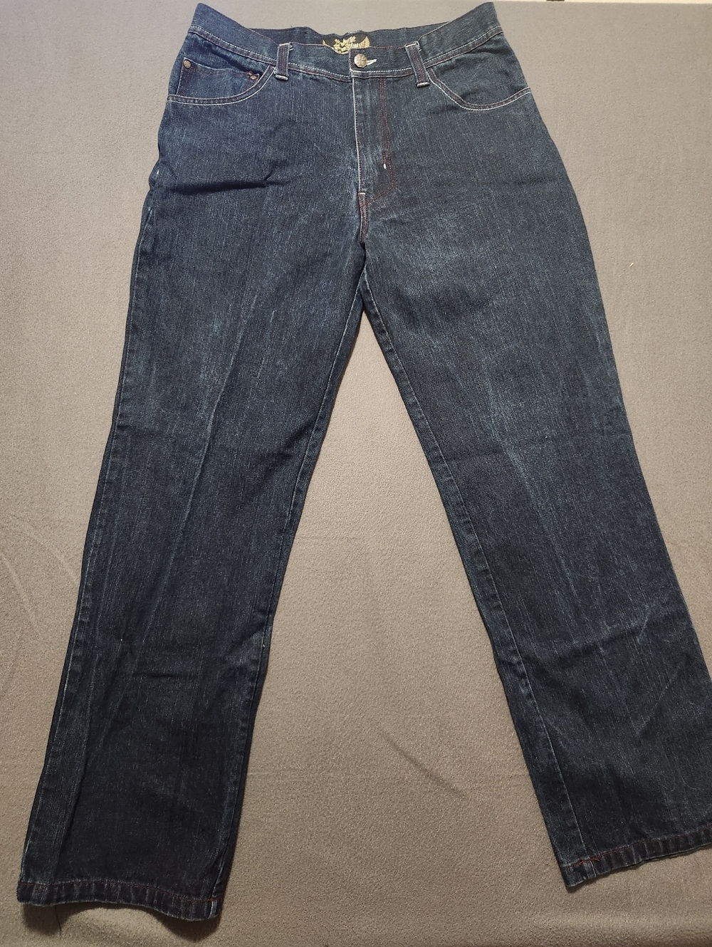 RAW BLUE Jeans Men Size 34x34 Rare Red Tab Vintage Wide Leg with Design Retro
